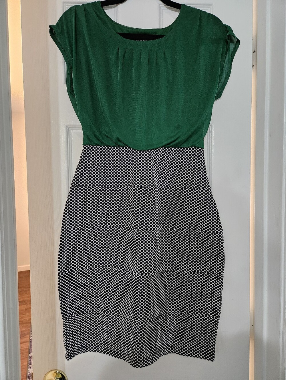 En Focus Studio Green & Polka Dot Career Dress